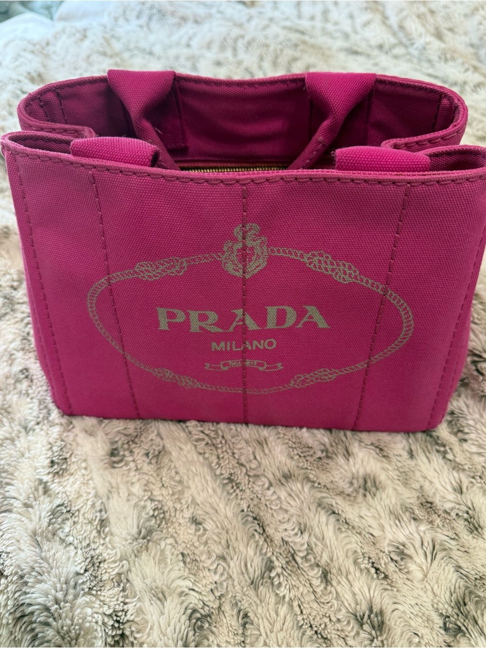 Prada Canapa Mini Canvas Bag, Fuchsia Pink